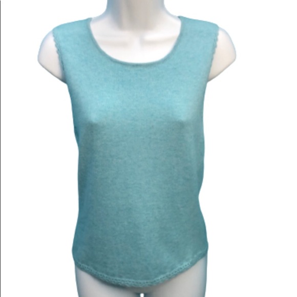 ECCOCI TURQUOISE WOOL/ANGORA/CASHMERE BLEND KNIT TANK TOP • sz M - Picture 9 of 11